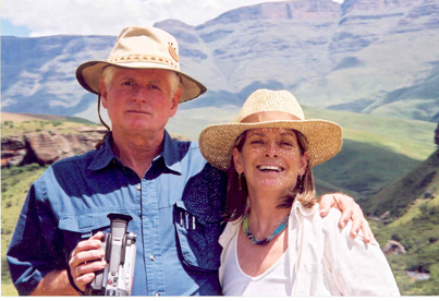 Andrew Cameron Bailey and Connie Baxter Marlow on location in the Drakensberg Mountains, Africa.
